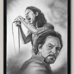 Original Eddie Vedder Pencil Portrait Framed