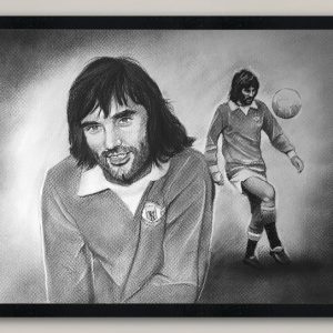 George Best Portrait Print Framed