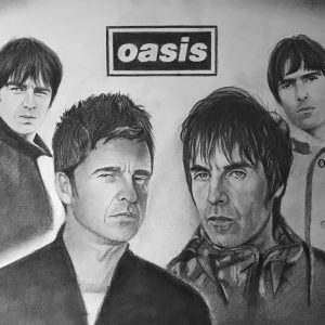 Original Oasis Pencil Portrait Framed