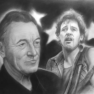 Original Bruce Springsteen Pencil Portrait Framed