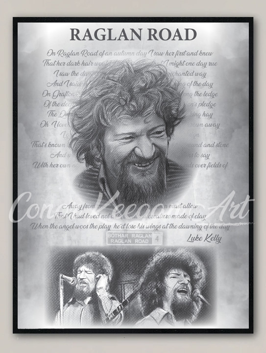 Luke Kelly Raglan Road Portrait Print | Irish Music Wall Art