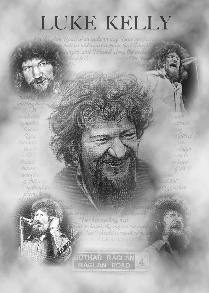On Raglan Road Luke Kelly Portrait Art Gift Print
