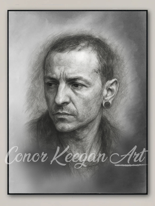Chester Bennington Pencil Portrait | Art Print Gift Framed