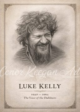 Dubliners Luke Kelly Portrait Art Print Gift – Irish Folk Legend Portrait Present